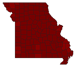 2010 Missouri County Map of Democratic Primary Election Results for State Auditor