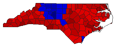 2010 North Carolina County Map of Democratic Runoff Election Results for Senator