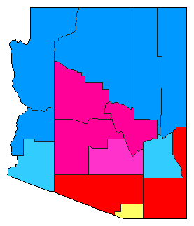 2010 Arizona County Map of Democratic Primary Election Results for Senator