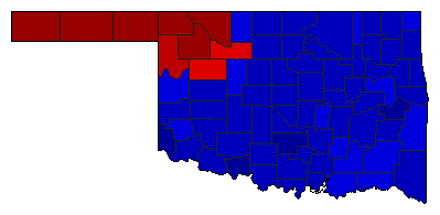 2010 Oklahoma County Map of Republican Primary Election Results for State Treasurer