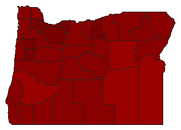 2010 Oregon County Map of Democratic Primary Election Results for Senator