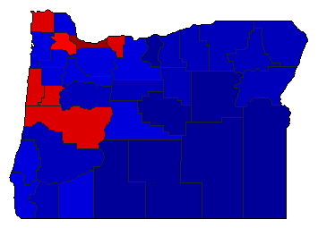 2010 Oregon County Map of General Election Results for Governor