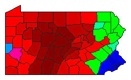 2010 Pennsylvania County Map of Democratic Primary Election Results for Lt. Governor