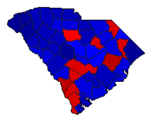 2010 South Carolina County Map of General Election Results for Senator