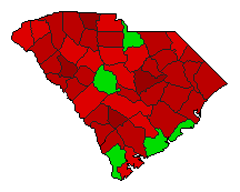 2010 South Carolina County Map of Democratic Primary Election Results for Senator