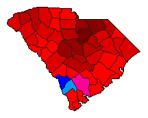 2010 South Carolina County Map of Democratic Primary Election Results for Governor