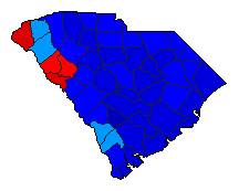 2010 South Carolina County Map of Republican Primary Election Results for Governor