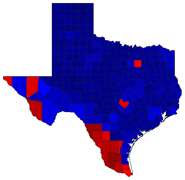 2010 Texas County Map of General Election Results for Attorney General