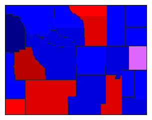 2010 Wyoming County Map of Democratic Primary Election Results for Governor