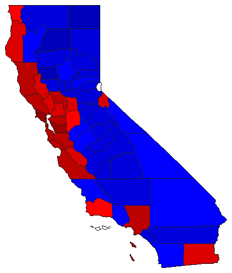 2010 California County Map of General Election Results for Governor