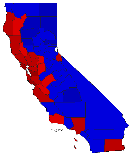 2010 California County Map of Special Election Results for Secretary of State