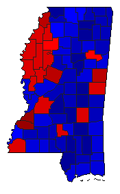 2011 Mississippi County Map of General Election Results for State Treasurer