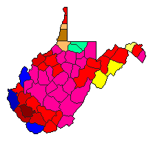 2011 West Virginia County Map of Democratic Primary Election Results for Governor