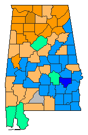 2012 Alabama County Map of Republican Primary Election Results for President