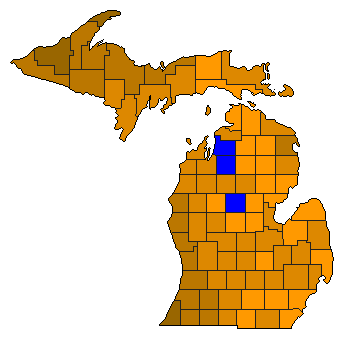 2012 Michigan County Map of Republican Primary Election Results for Senator