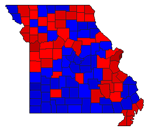 2012 Missouri County Map of General Election Results for Senator