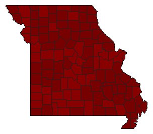 2012 Missouri County Map of Democratic Primary Election Results for Secretary of State