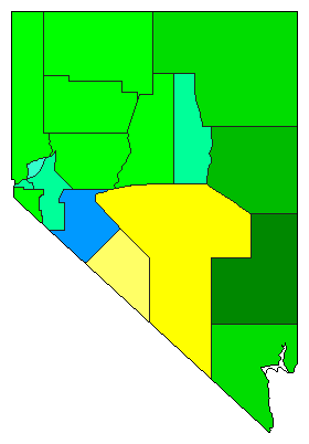 2012 Nevada County Map of Republican Primary Election Results for President