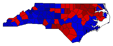 2012 North Carolina County Map of General Election Results for Insurance Commissioner
