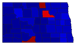 2012 North Dakota County Map of General Election Results for State Treasurer