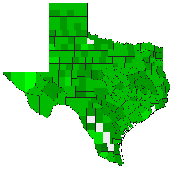 2012 Texas County Map of Republican Primary Election Results for President