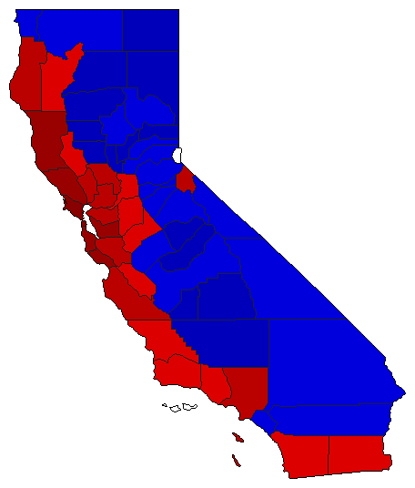 2012 California County Map of Open Runoff Election Results for Senator