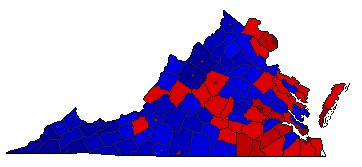 2013 Virginia County Map of General Election Results for Lt. Governor