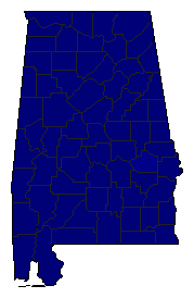 2014 Alabama County Map of General Election Results for Senator