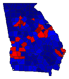 2014 Georgia County Map of General Election Results for Insurance Commissioner