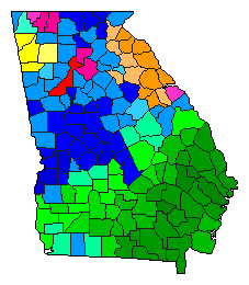 2014 Georgia County Map of Republican Primary Election Results for Senator