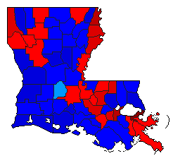 2014 Louisiana County Map of Open Primary Election Results for Senator