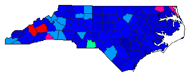 2014 North Carolina County Map of Republican Primary Election Results for Senator