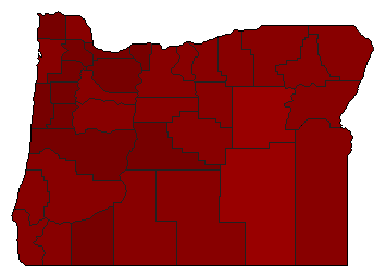 2014 Oregon County Map of Democratic Primary Election Results for Senator