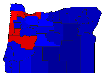 2014 Oregon County Map of General Election Results for Governor