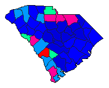 2014 South Carolina County Map of Republican Primary Election Results for Lt. Governor