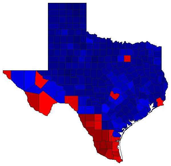 2014 Texas County Map of General Election Results for Agriculture Commissioner