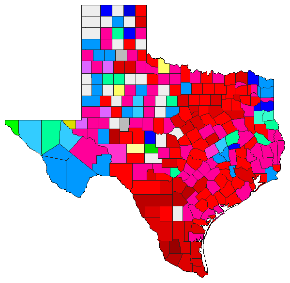 2014 Texas County Map of Democratic Primary Election Results for Senator