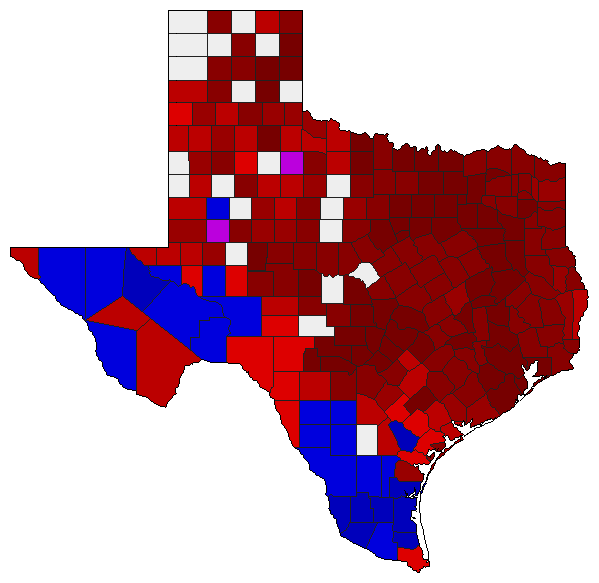 2014 Texas County Map of Democratic Primary Election Results for Governor