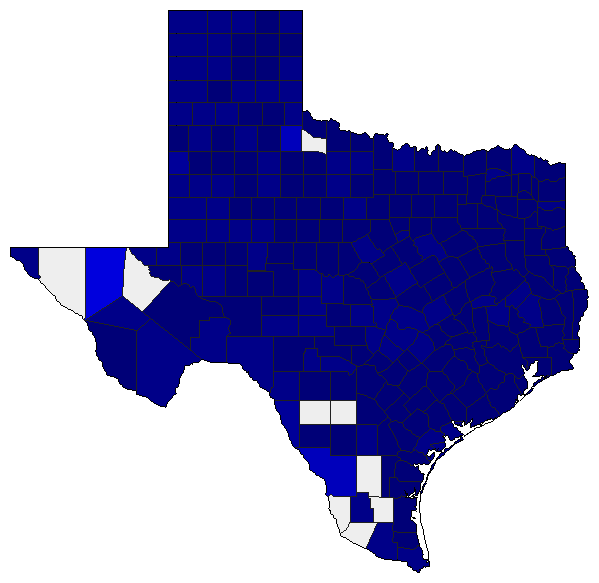 2014 Texas County Map of Republican Primary Election Results for Governor