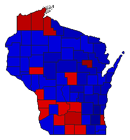2014 Wisconsin County Map of General Election Results for Governor