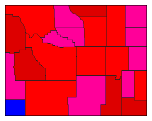 2014 Wyoming County Map of Democratic Primary Election Results for Senator