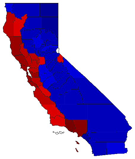 2014 California County Map of Open Runoff Election Results for Comptroller General