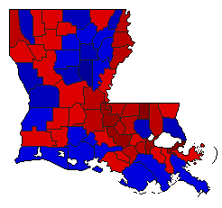 2015 Louisiana County Map of General Election Results for Governor