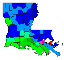 2015 Louisiana County Map of Open Primary Election Results for Attorney General