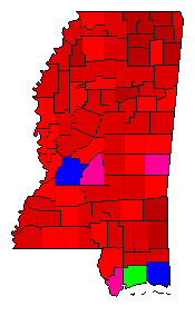 2015 Mississippi County Map of Democratic Primary Election Results for Governor