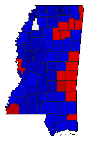 2015 Mississippi County Map of Republican Primary Election Results for State Treasurer