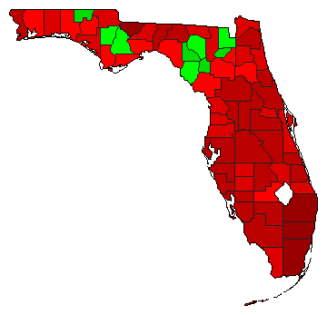 2016 Florida County Map of Democratic Primary Election Results for President