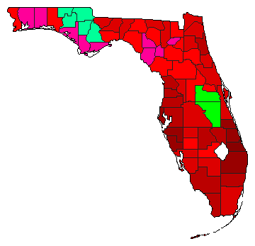 2016 Florida County Map of Democratic Primary Election Results for Senator