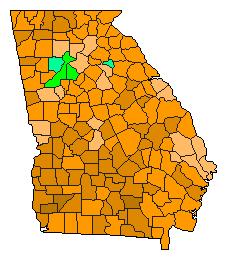2016 Georgia County Map of Republican Primary Election Results for President