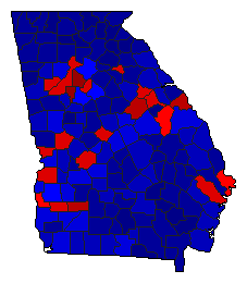 2016 Georgia County Map of General Election Results for Senator